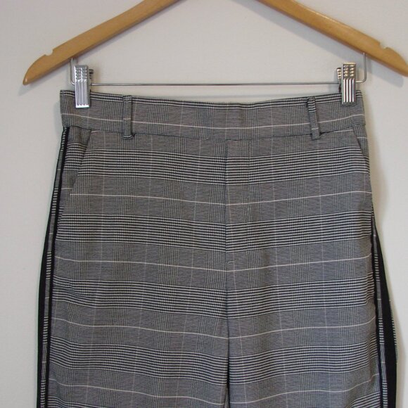 Zara Gray Glen Plaid Check Trouser Pants Side Stripe Ankle Cropped Size Small - Picture 6 of 15